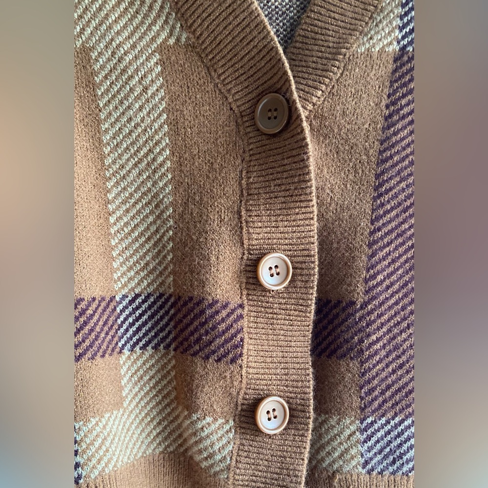 Witty Fox Plaid Button-Up Cardigan in Brown - Picture 4 of 6